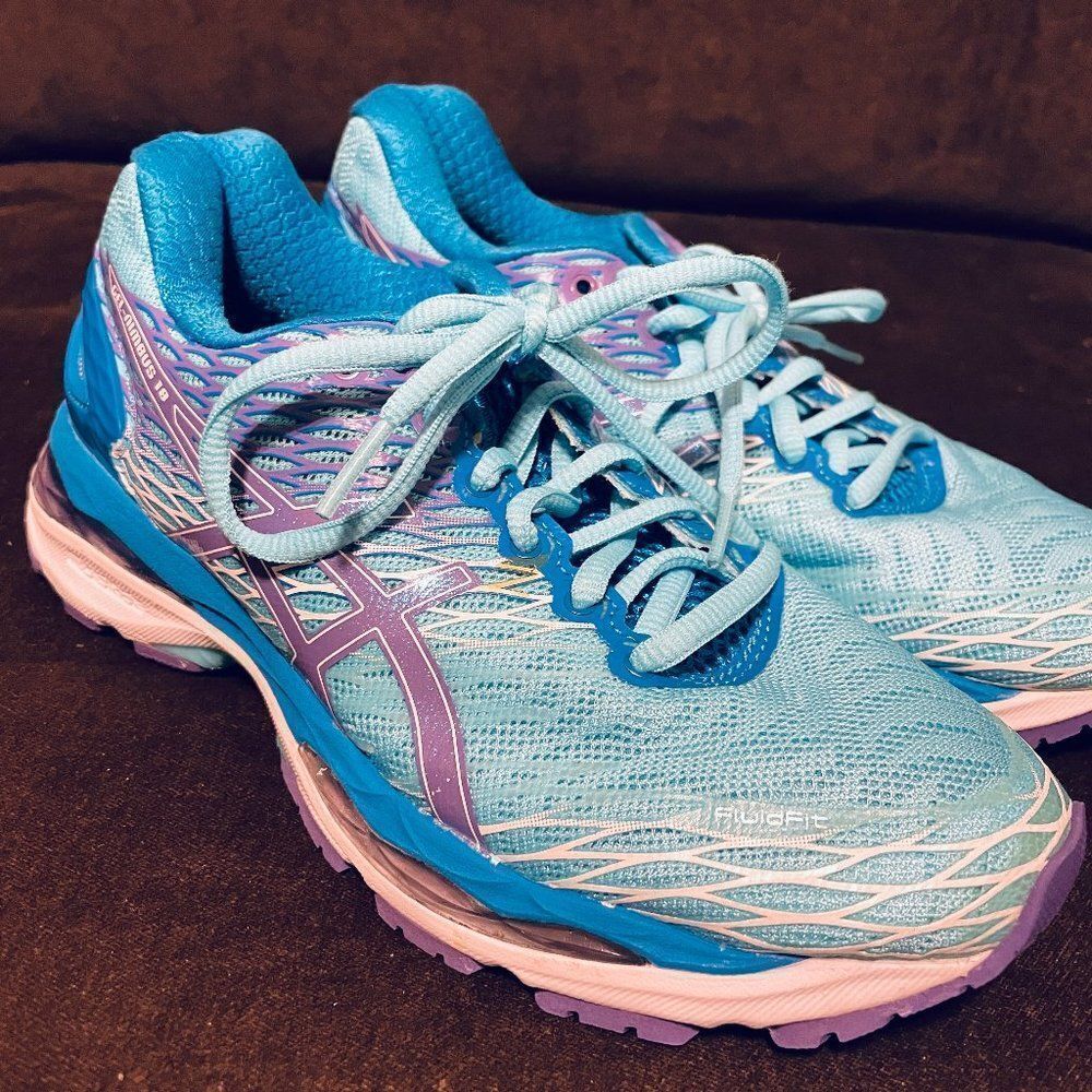 ASICS GEL-Nimbus 18 Methyl Blue Purple White Womens Running Shoes 7 Medium - Picture 2 of 15